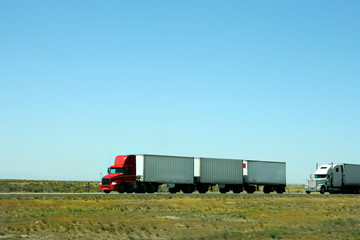 Semi truck going fast on interstate highway