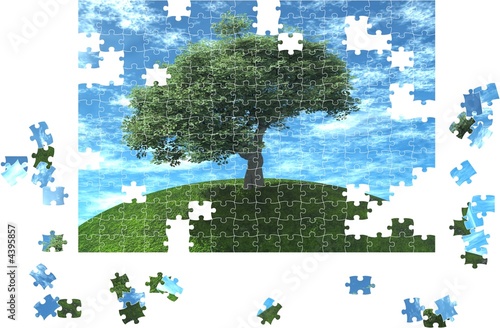 Puzzle made of a picture of a tree
