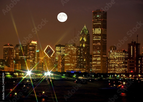 Plakat na papierze fotorealistycznym Panoramę Chicago