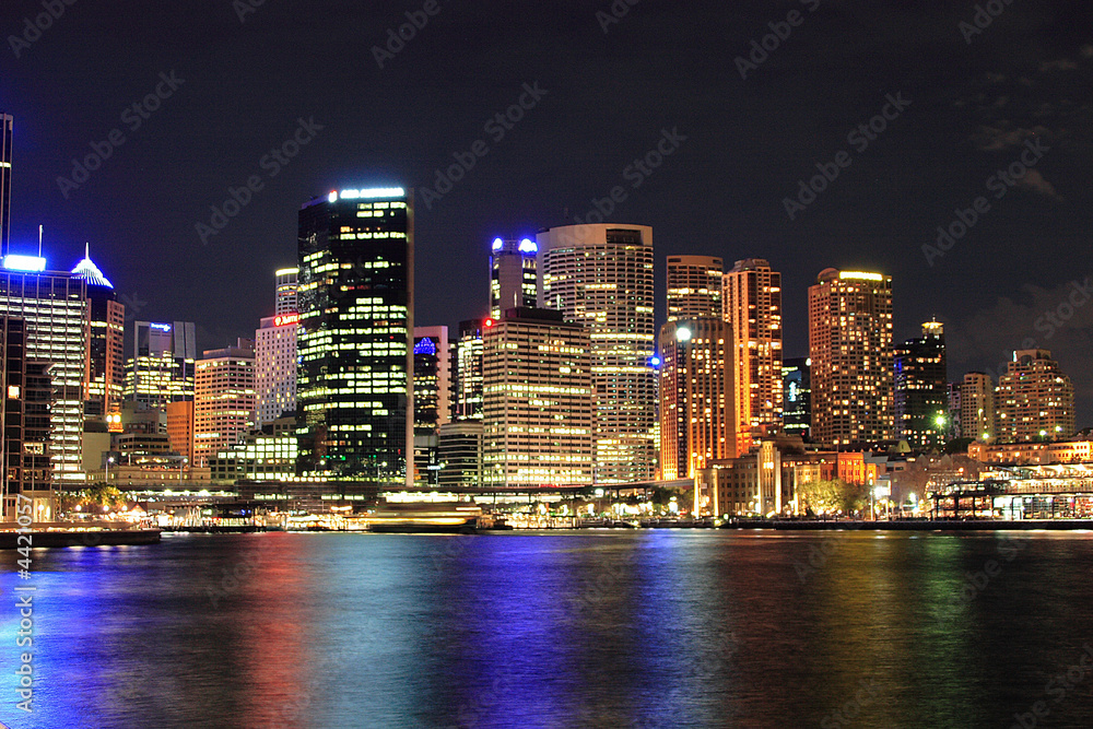 Fotovorhang - Sydney - Hafen / Harbour at night