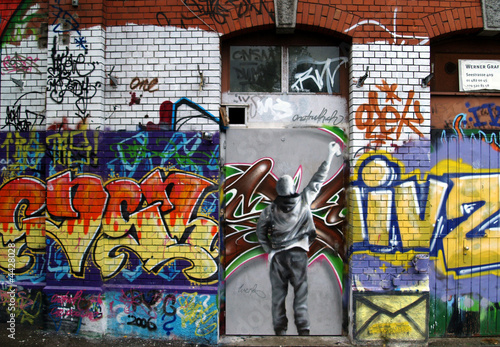 Obraz w ramie façade et graffiti