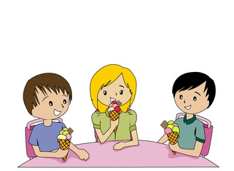 Wall Mural - Kids Eating Ice Cream