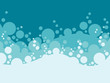 Waves of blue and white bubbles vector shapes with copyspace
