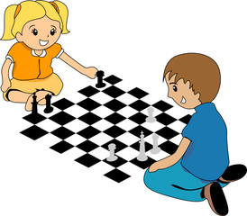 Wall Mural - Kids Playing Chess