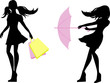 Black Silhouettes of Young Women vector illustration