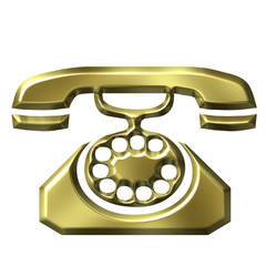 Canvas Print - 3D Golden Antique Telephone