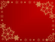 Golden snowflake frame on red background