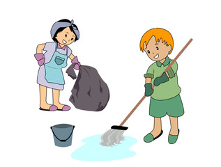 Poster - Kids Cleaning