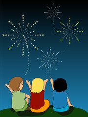 Poster - Kids watching Fire Works