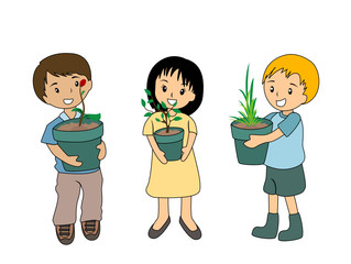 Poster - Kids with Plants