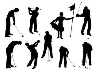 Wall Mural - Golf Vector Silhouettes