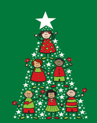 Canvas Print - cartoon christmas tree kids