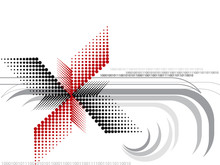 Abstract Halftone Red Black Op Art Spin Design 