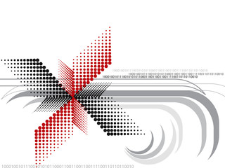 Poster - abstract halftone red black op art spin design 