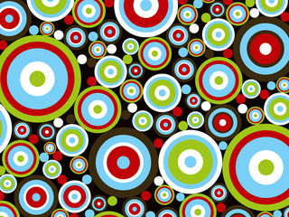 Poster - retro power red blue green circles on brown