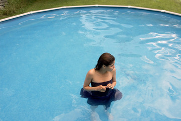 woman in pool