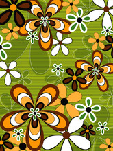Retro Orange And Green Flower Power 