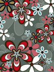 Poster - retro pink and brown flower power 