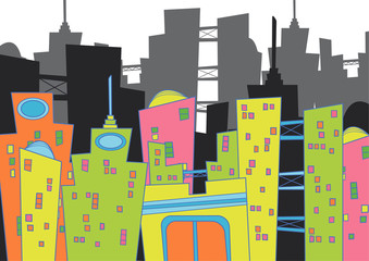 cityscape - cartoon illustration