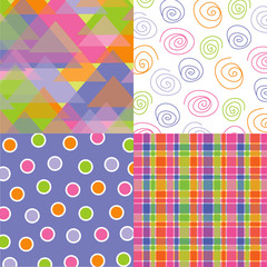 Canvas Print - fun pastel triangles, plaid, dots, spirals quads