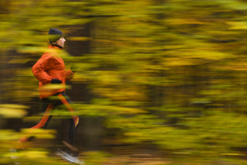 autumn running in the forest