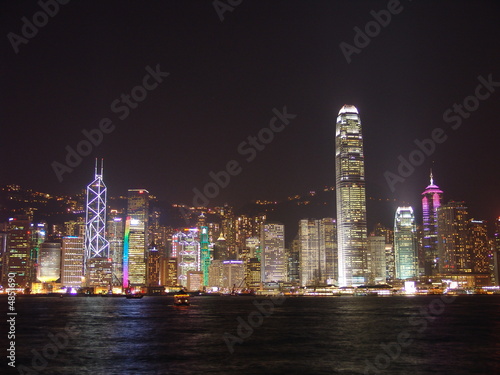 Tapeta ścienna Hongkong skyline w nocy