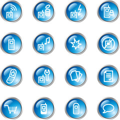 Wall Mural - blue drop mobile phone icons