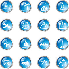 Wall Mural - blue drop travel icons