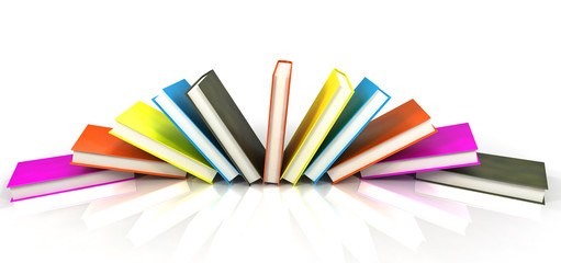 Wall Mural - colored books isolated on glossy white #5