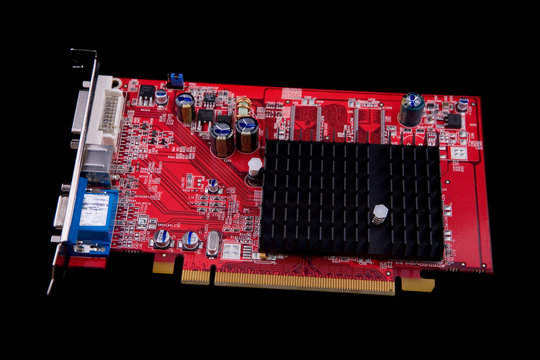 Graphics card isolated on black