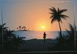canvas print picture Tropical beach blue sunset