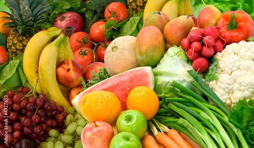 Naklejka nad blat kuchenny Vegetables and Fruits Arrangement