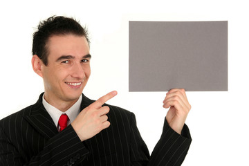 Man Holding Blank Card