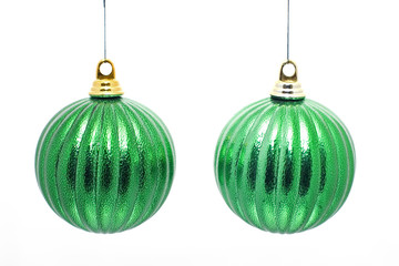 2 green baubles