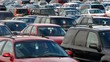 Busy parking lot