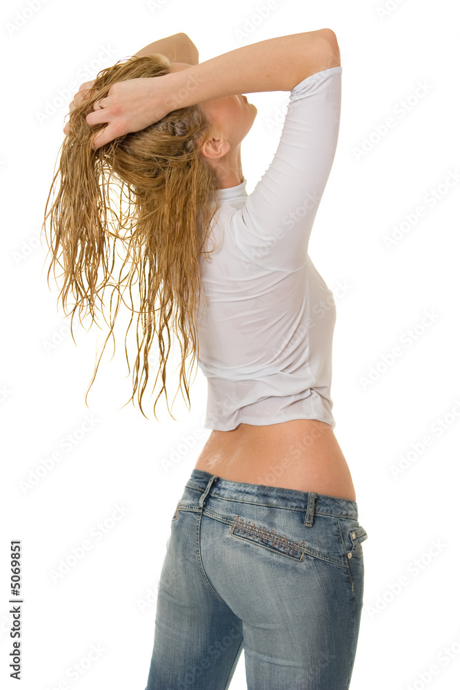 Sexy girl in wet clothes. Stock Photo Adobe Stock