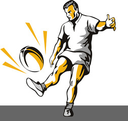 Poster - Rugby player kicking the ball