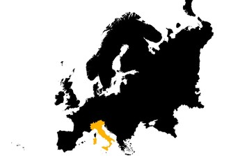 Europe with highlighted Italy map