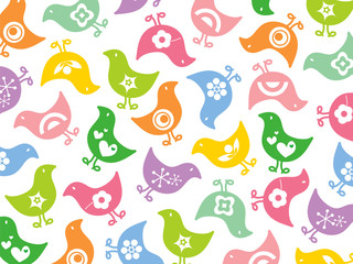 Wall Mural - retro colorful fun icon chicks pattern