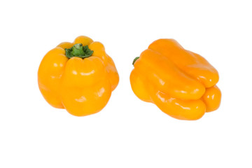 Wall Mural - Two yellow bell peppers isolated on white background