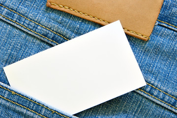 Wall Mural - Visiting card in jeans pocket