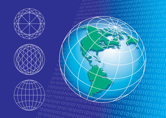 Poster - Globe shape and technology background