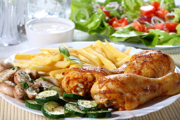Plakat kurczak jedzenie warzywo zdrowy woda