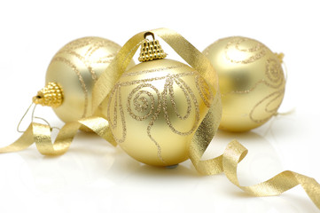 Golden christmas balls