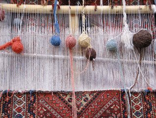 Weaving loom for carpets in Iran