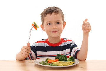 boy and vegetables