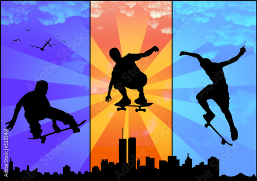 Papel de parede jumping skateboarders