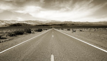 Empty Californian Highway Through The Desert