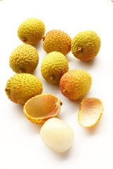 Wall Mural - Litchis on white background