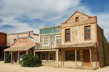 Wooden Buildings In An Old American Western Town